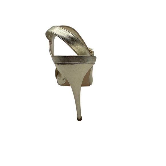 Guess Size  7.5 Gold Stylist Metallic Open-Toe Stiletto Heels Adjustable Straps - Picture 5 of 7